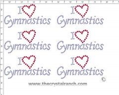 I Love Gymnastics - Petite (6) Rhinestone Transfer CRK066cs