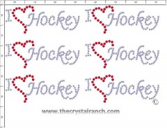 I Love Hockey - Petite (6) Rhinestone Transfer CRK068cs