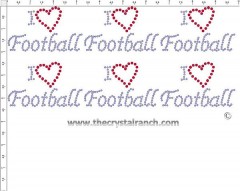 I Love Football - Petite (6) Rhinestone Transfer CRK081cs
