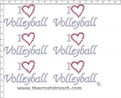 I Love Volleyball - Petite (6) Rhinestone Transfer CRK082cs
