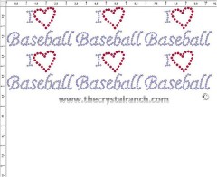 I Love Baseball - Petite (6) Rhinestone Transfer CRK083cs