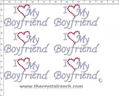 I Love My Boyfriend - Petite (6) Rhinestone Transfer CRK085cs