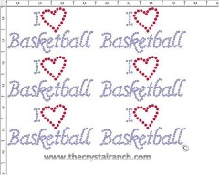 I Love Basketball - Petite (6) Rhinestone Transfer CRK087cs