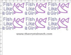 Fish Like a Girl - Petite (6) Rhinestone Transfer CRK125cs