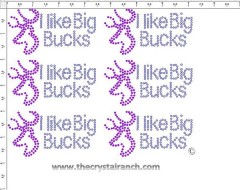 I Like Big Bucks - Petite (6) Rhinestone Transfer CRK148