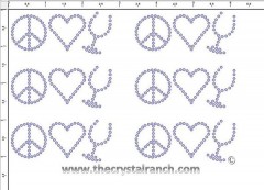 Peace Love Wine - Petite (6) Rhinestone Transfers CRK014