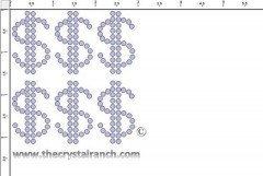 Dollar Sign Rhinestone Transfer CRY028c