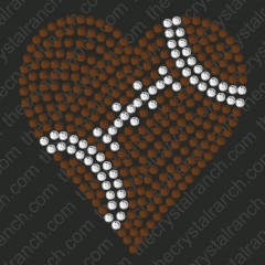 DS151 Football Heart Rhinestone Decal