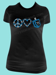 Peace Love and Dreidel Rhinestone Tee TH022 