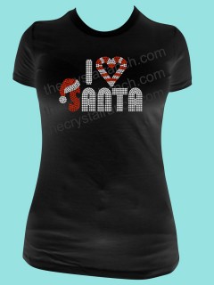 I Love Santa Rhinestone Tee TH079