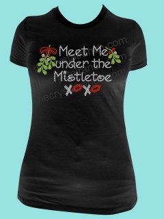 Meet Me under the Mistletoe! Rhinestone Tee TH119