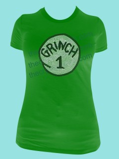 Grinch 1 or 2 or 3... Rhinestone Tee TH121 