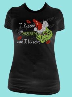I Kissed the Grinch and I Liked it Rhinestone Tee TH197
