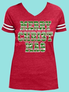 Nordic Merry Christmas Rhinestone Tee THV012