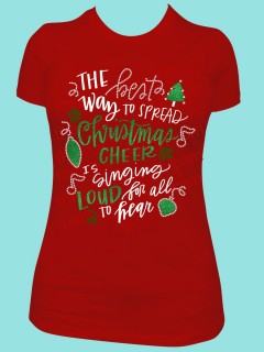 Spread Christmas Cheer is Singing Loud for all the Heart Rhinestone and Glitter Tee THV014