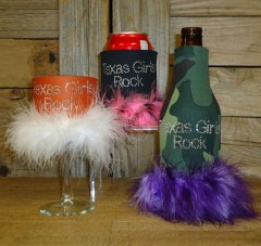 Texas Girls Rock Rhinestone Drink Koozie K134