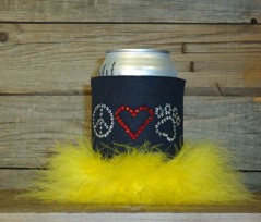 Peace Love and Paws Rhinestone Drink Koozie KA119