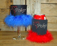 I Love Poker Rhinestone Drink Koozie KG059