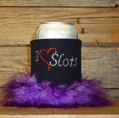I Love Slots Rhinestone Drink Koozie KG061