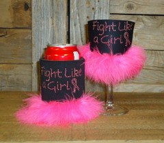 Fight Like a Girl Rhinestud Drink Koozie KG132