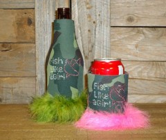 Fish like a Girl Rhinestone Drink Koozie KR125
