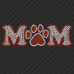 D013  Mom with Paw Print Rhinestone Decal