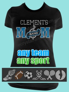 Mom with Your Favorite Sport Symbol Rhinestone Tee TP014A