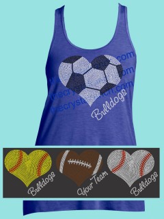 Sports Heart Rhinestone Tee TS341