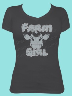 Farm Girl Rhinestone and Screen Print Tee TRV043