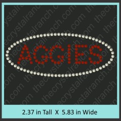 Aggies Oval 6" Rhinestone Transfer CRT006