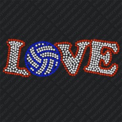 D005 Volleyball Love Rhinestone Decal