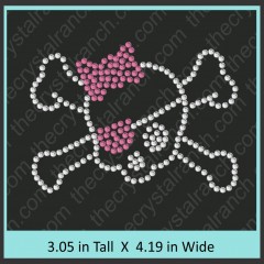 Skull with Cross Bones (Small) Rhinestone Transfer CRY016cu