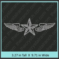 Texas Star with Wings Rhinestone Transfer CRY047c